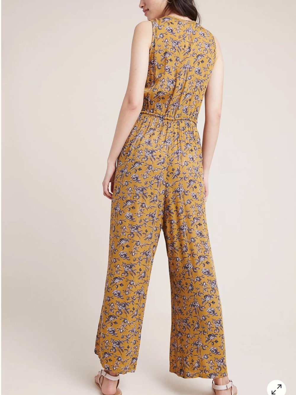 Anthropologie Mustard Sofia Floral Jumpsuit (Item #71) - Picture 2 of 10